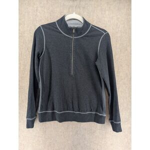 Tommy Bahama Womens Gray Quarter Zip Pullover Striped Trim Mock Neck Sweater XS